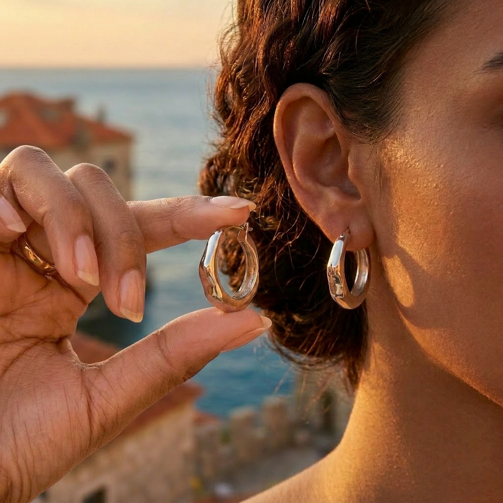 Fluid-shaped hoop earrings
