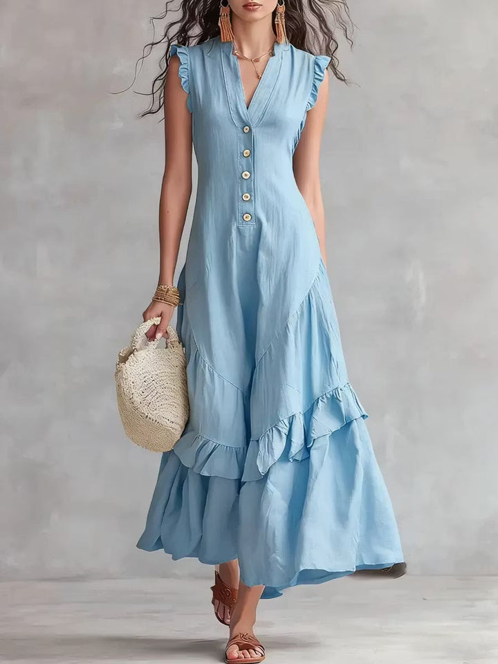 Minimalist Women's Lace Dress in Cotton and Linen