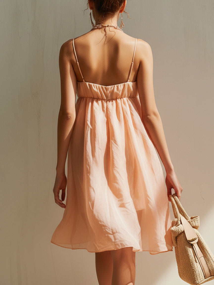 Elegant Pink 3D Floral Camisole Mini Dress