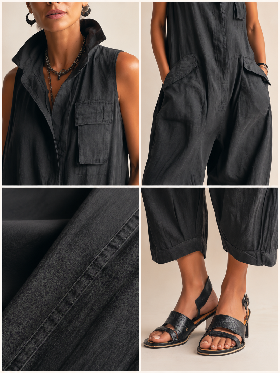 Ilaria | Sleeveless Cotton Jumpsuit with Relaxed Silhouette