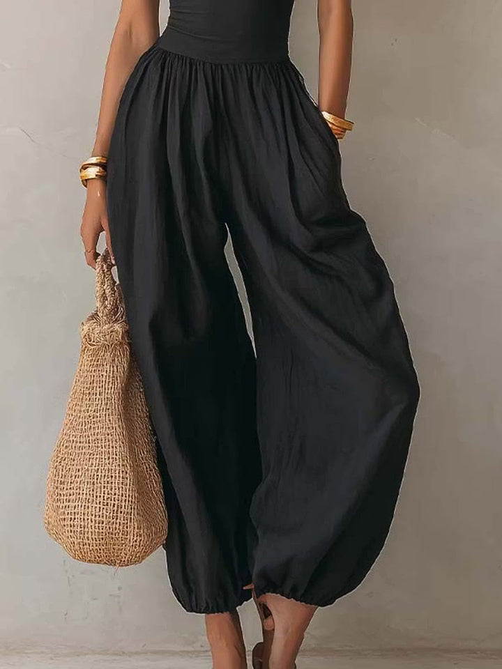 Bohemian Jumpsuit with Halter Neck and Puff Legs