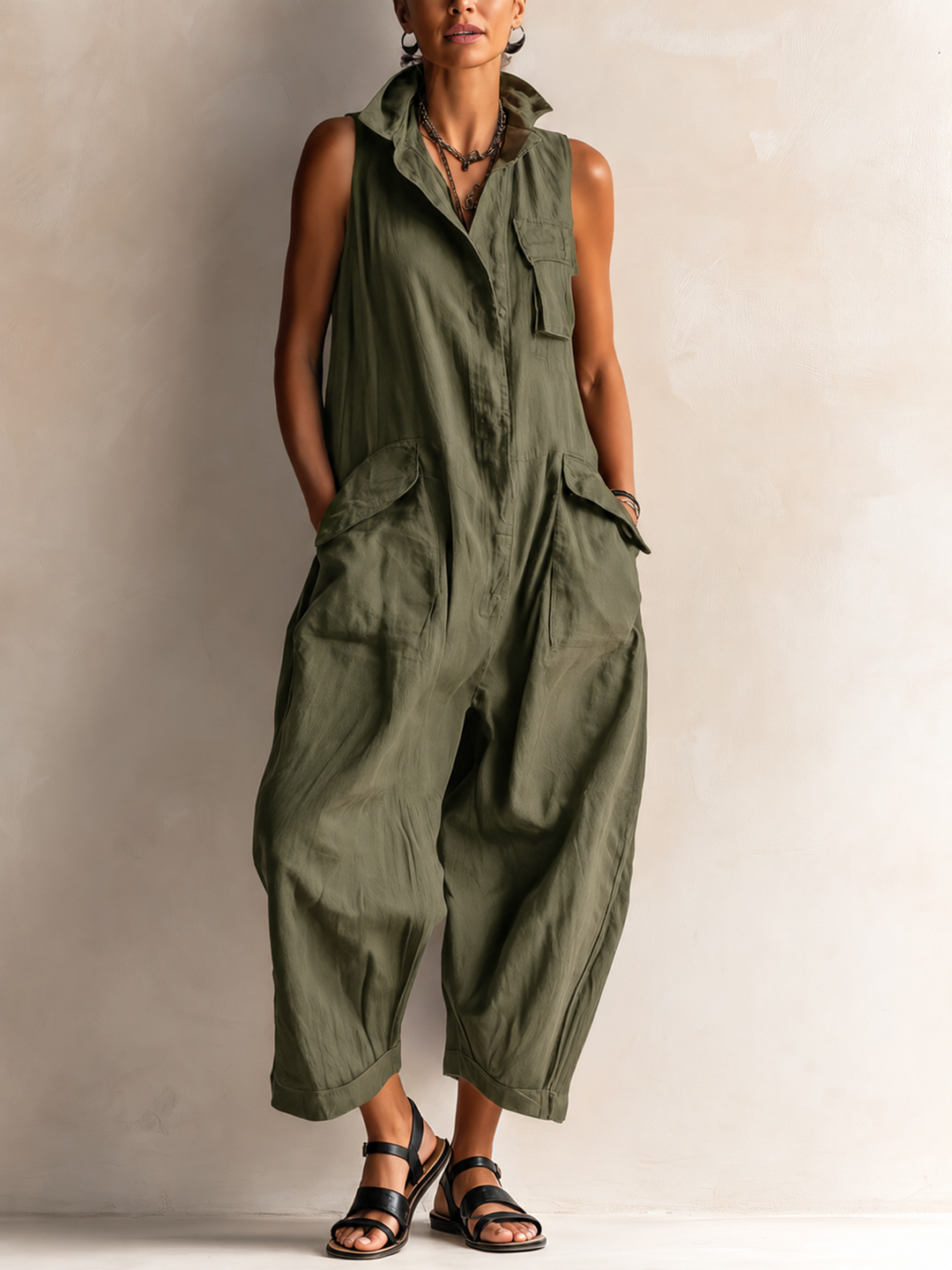Ilaria | Sleeveless Cotton Jumpsuit with Relaxed Silhouette