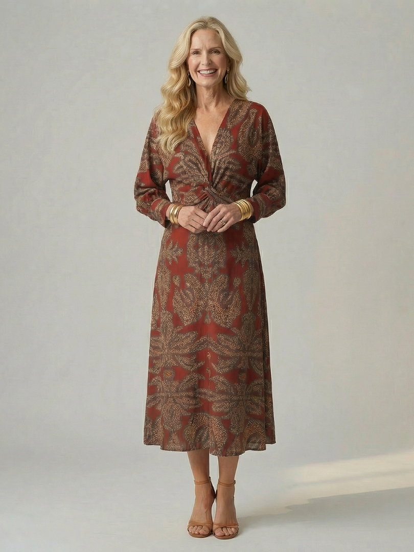 Natural Moon Midi Wrap Dress
