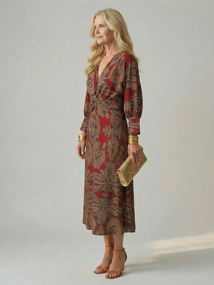 Natural Moon Midi Wrap Dress