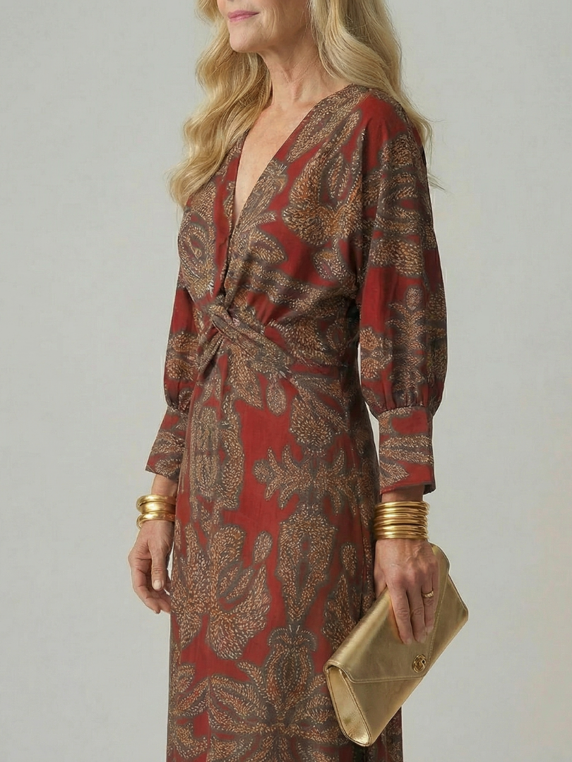 Natural Moon Midi Wrap Dress