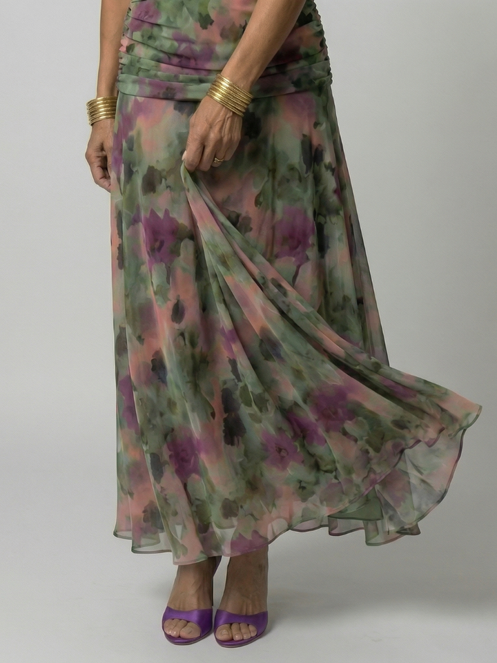 Casual Midi Dress with Off-Shoulder Sleeves Calen