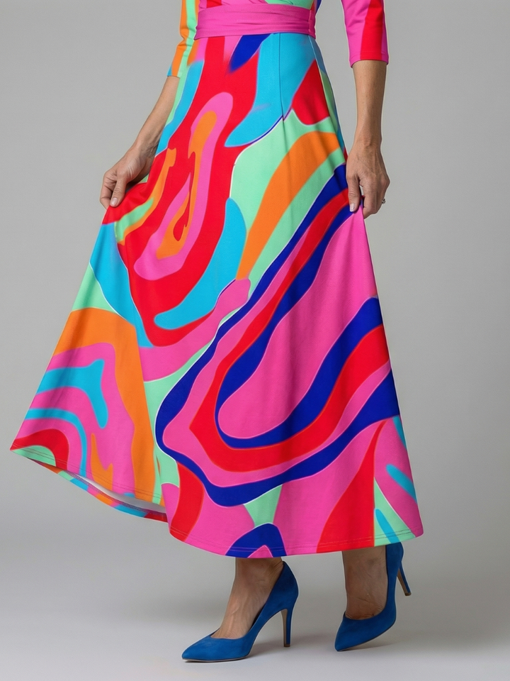 Midi Wrap Dress with Celine Collar