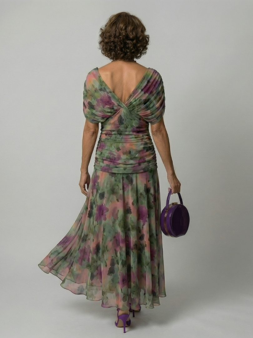 Casual Midi Dress with Off-Shoulder Sleeves Calen