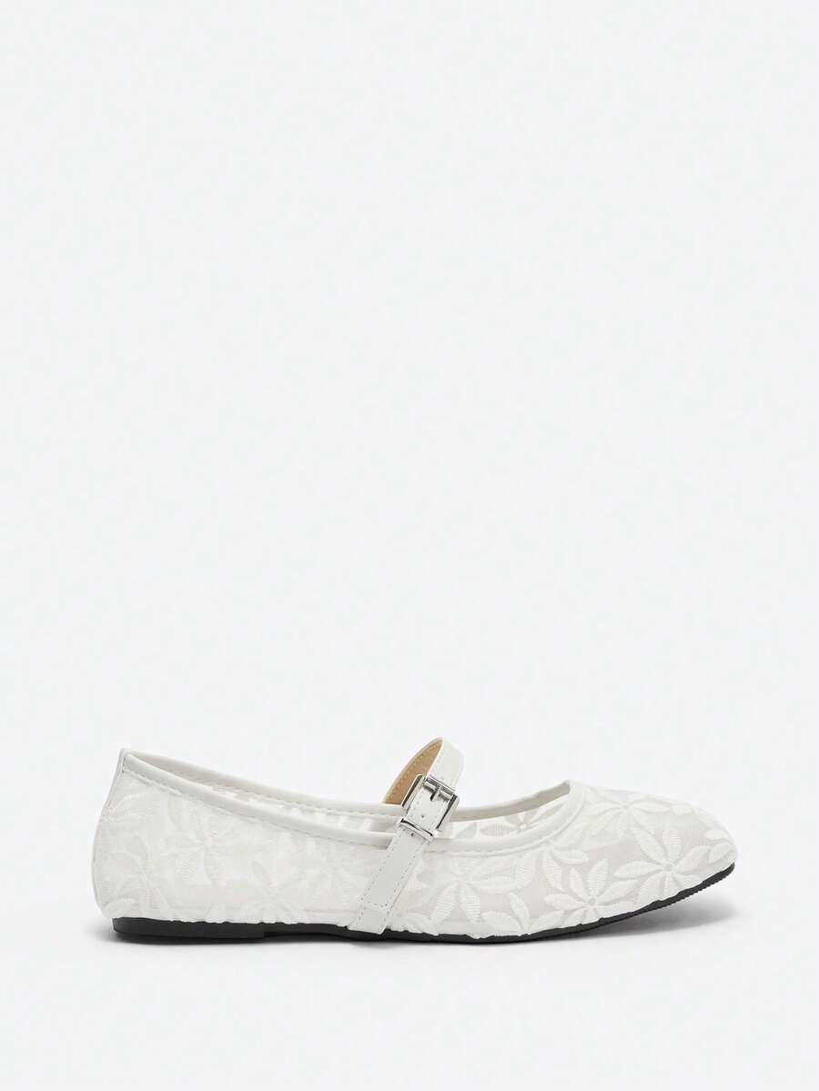 Jasmine - Orthopedic Mary Jane Ballerinas with Floral Embroidery