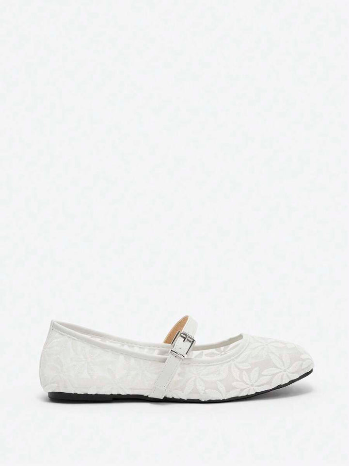 Jasmine - Orthopedic Mary Jane Ballerinas with Floral Embroidery