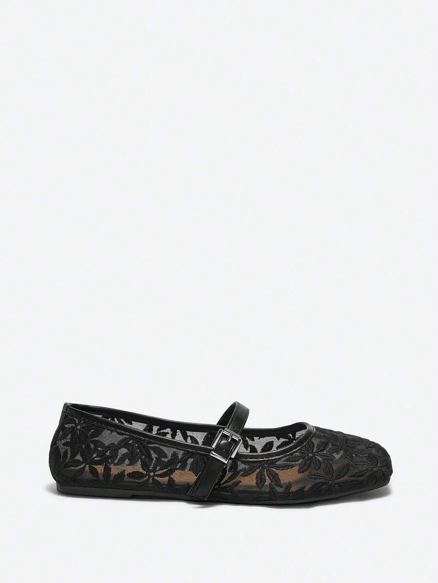 Jasmine - Orthopedic Mary Jane Ballerinas with Floral Embroidery