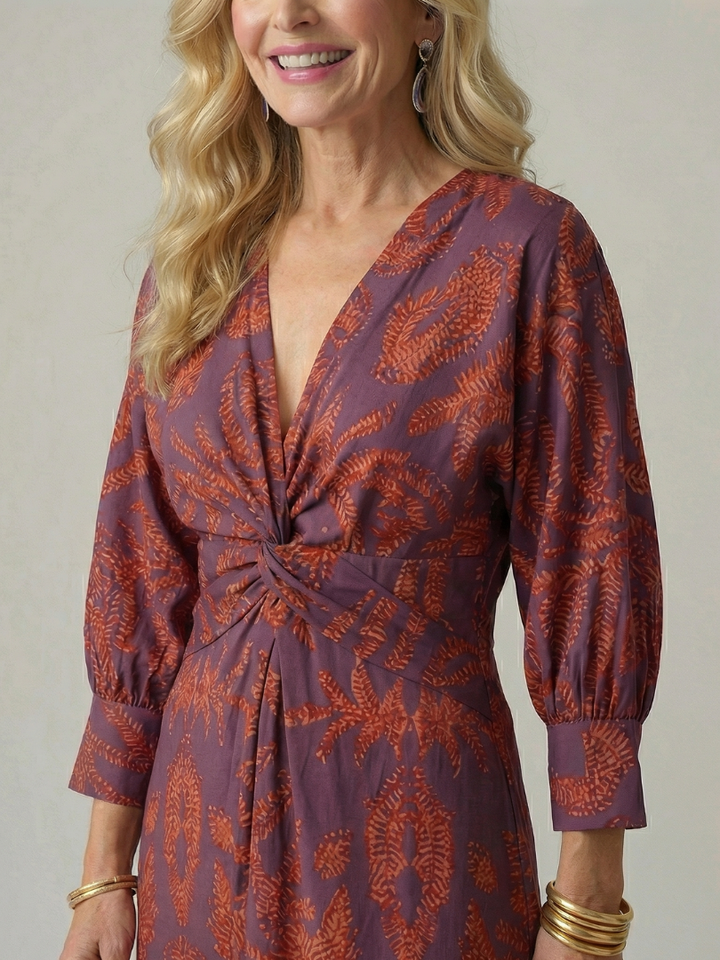 Natural Moon Midi Wrap Dress