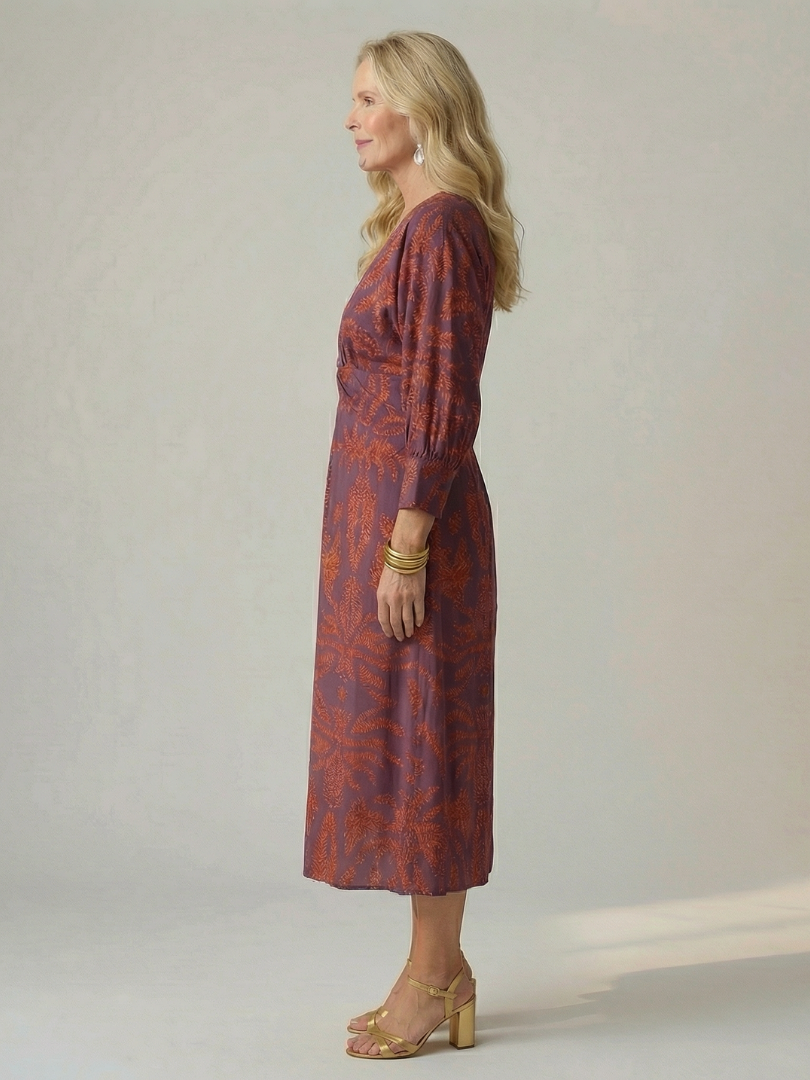 Natural Moon Midi Wrap Dress
