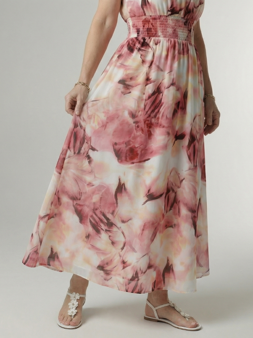 Midi Dress with Gathered Halter Neckline