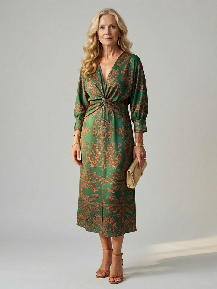 Natural Moon Midi Wrap Dress