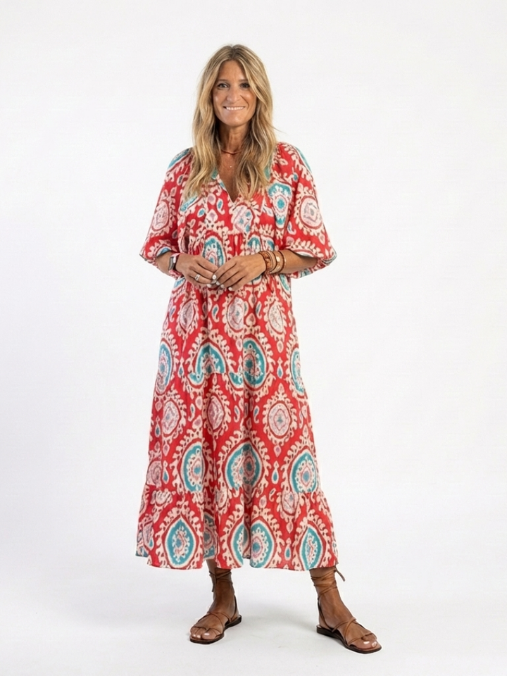 Zaria Paisley Print Midi Dress