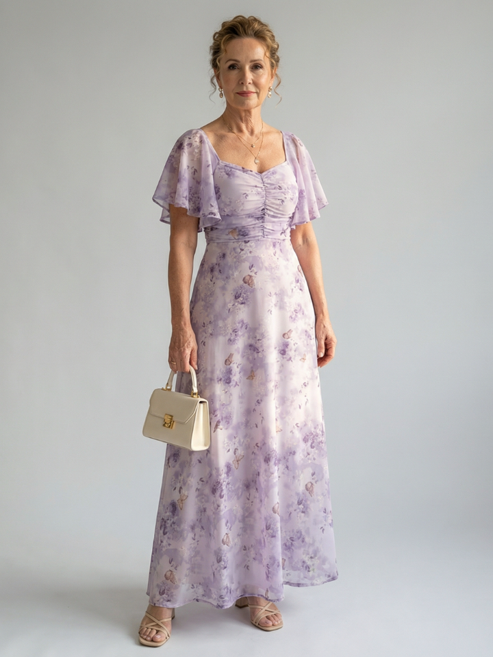 Midi Dress with Ruffled Sleeves Vaelis