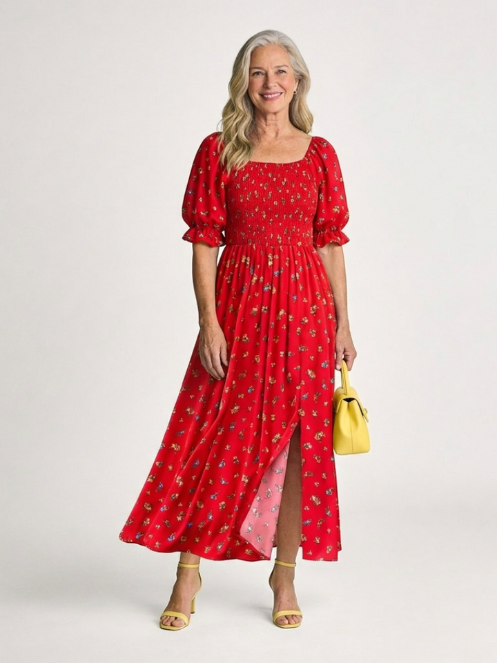 Delphine Puff Sleeve Midi Dress