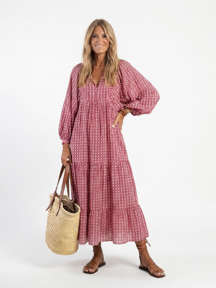 Arlette Geometric Print Midi Dress