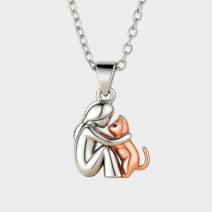 Vasia – Necklace with a pendant of an embrace between a man and a cat