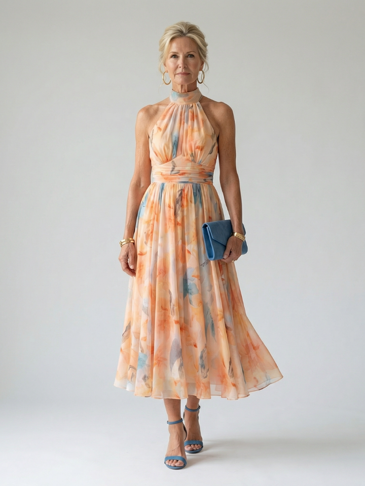 Soft Halter Neck Midi Dress Elin
