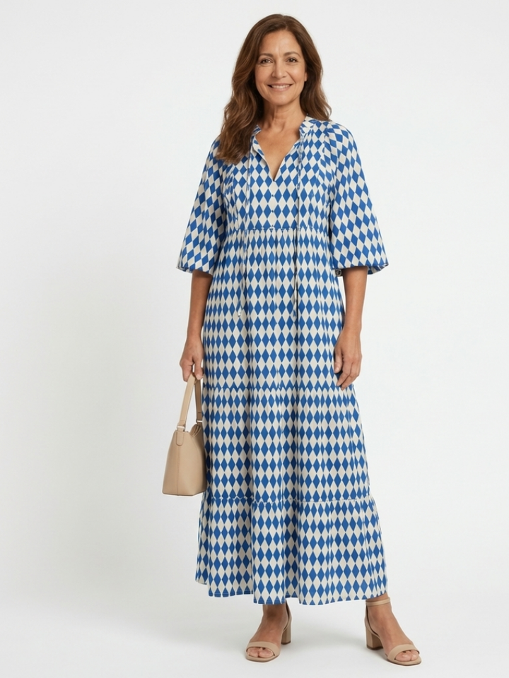 Elodie Diamond Print Midi Dress