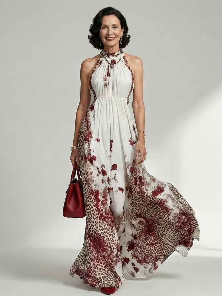 White Pleated Maxi Dress Orlune