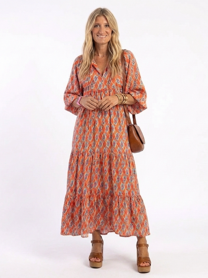 Amara Geometric Print Midi Dress