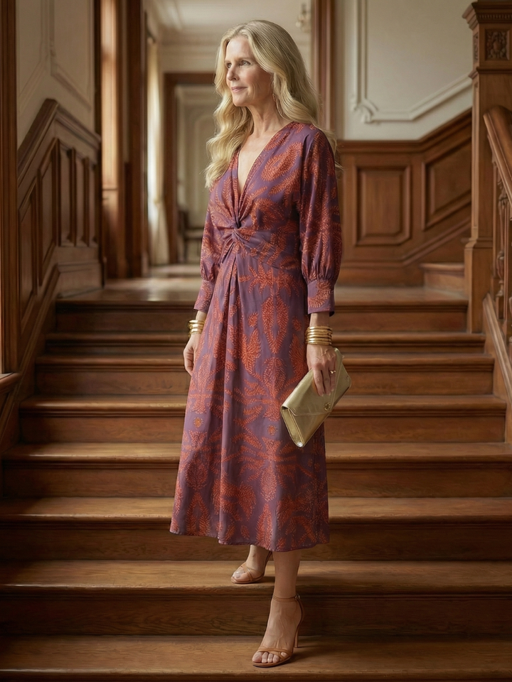 Natural Moon Midi Wrap Dress