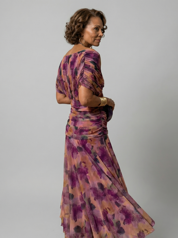 Casual Midi Dress with Off-Shoulder Sleeves Calen