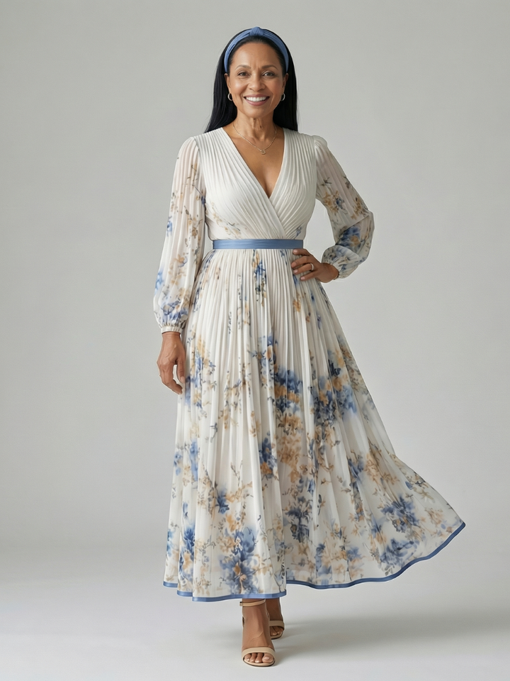 Rielle Pleated Midi Wrap Dress