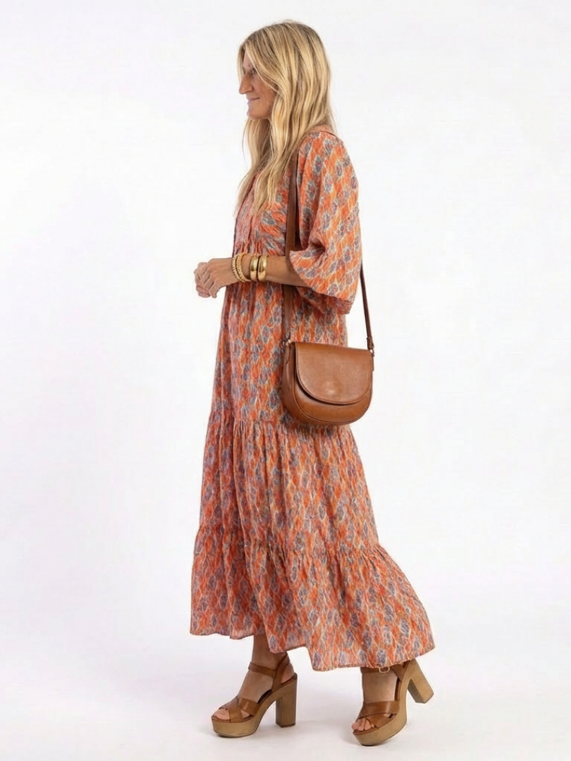 Amara Geometric Print Midi Dress