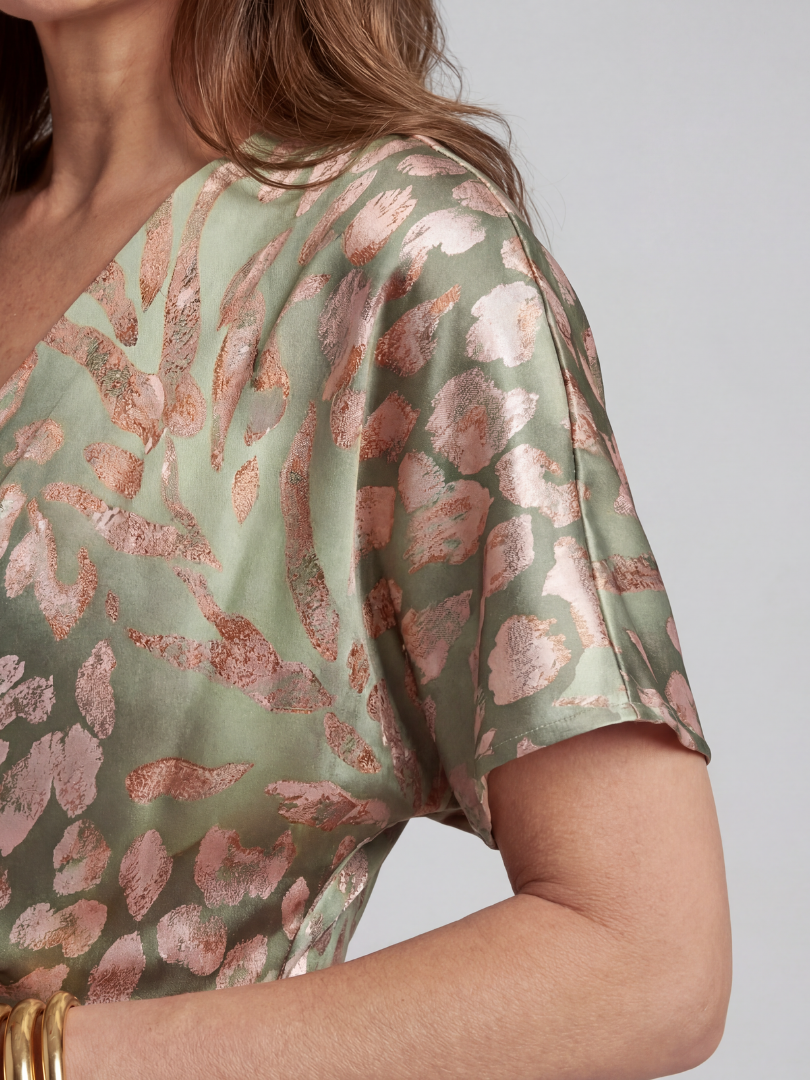 Coral Abstract Print Midi Dress
