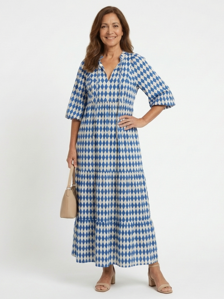 Elodie Diamond Print Midi Dress