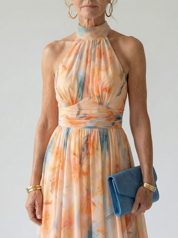 Soft Halter Neck Midi Dress Elin