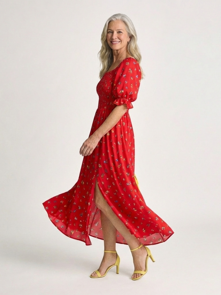 Delphine Puff Sleeve Midi Dress