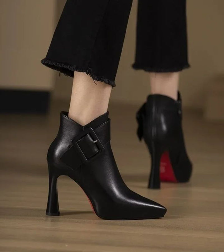 Signature Ankle Boots with Heel & Oversized Buckle