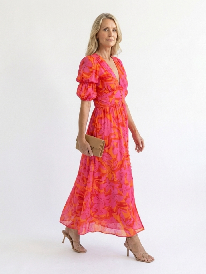 Midi Dress with Puff Sleeves Willow