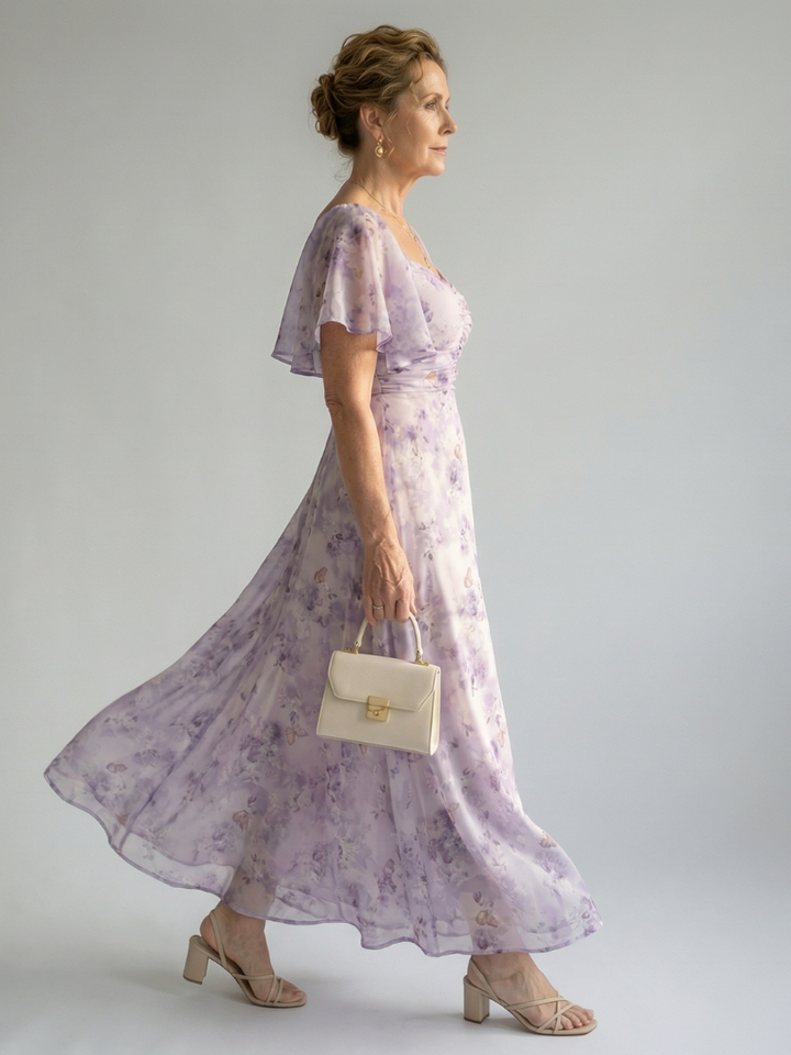 Midi Dress with Ruffled Sleeves Vaelis