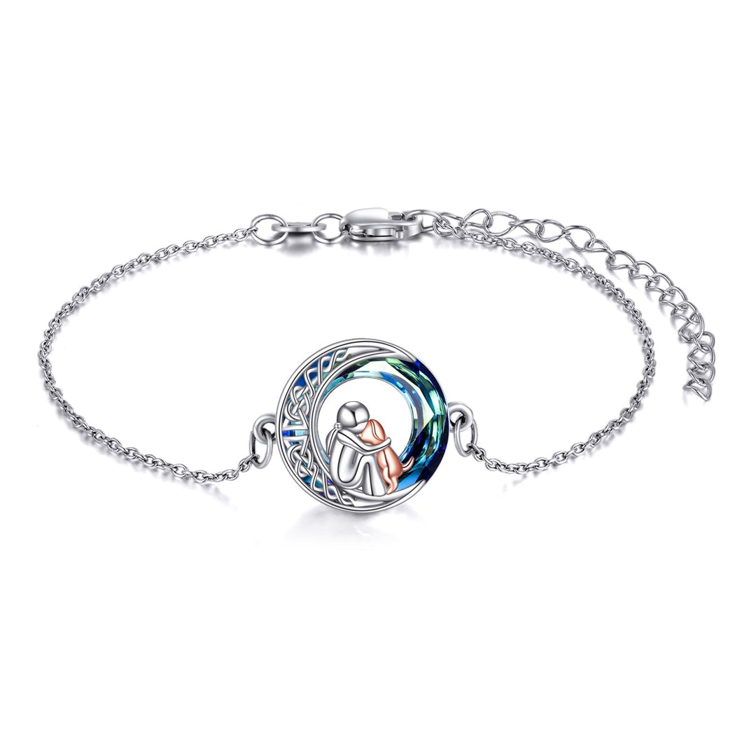 Adjustable Bracelet with Dog Charm in 925 Silver