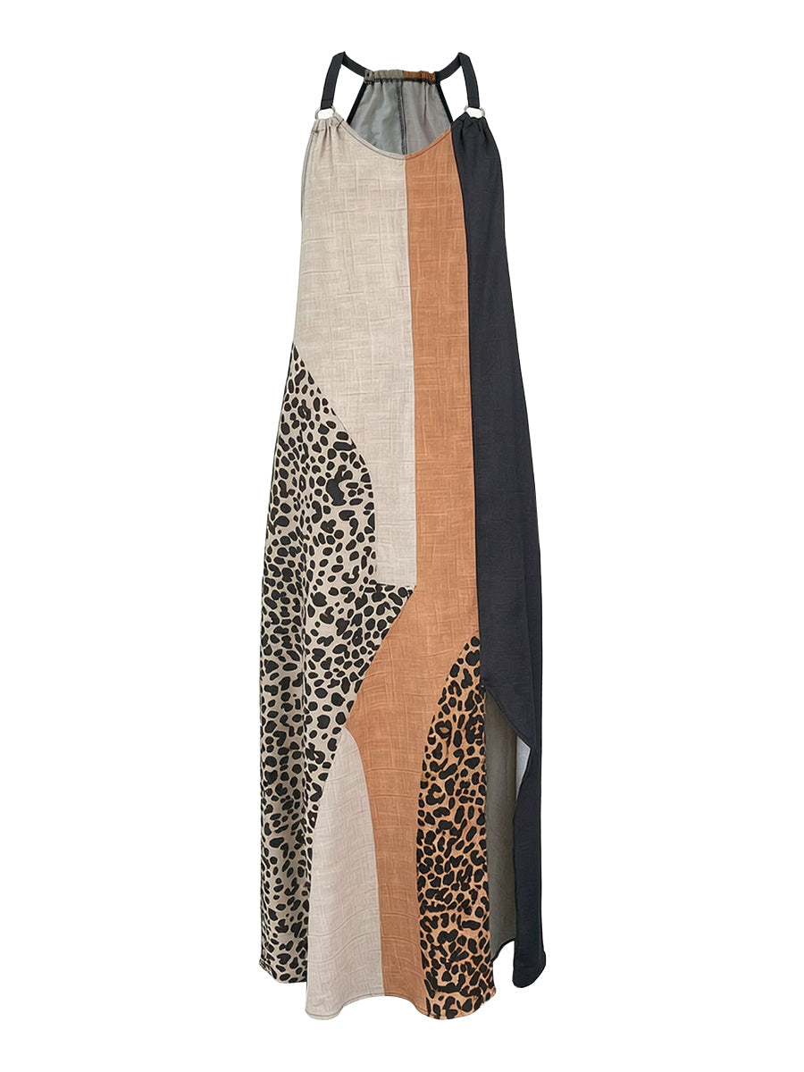 Terina - Long Dress with Leopard Print Inserts