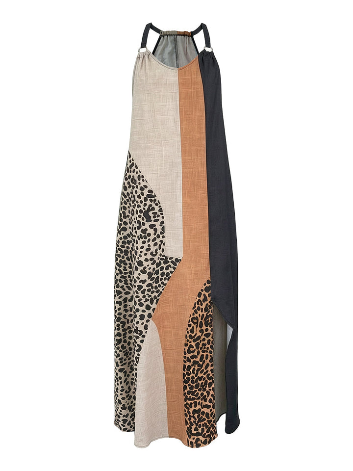 Terina - Long Dress with Leopard Print Inserts