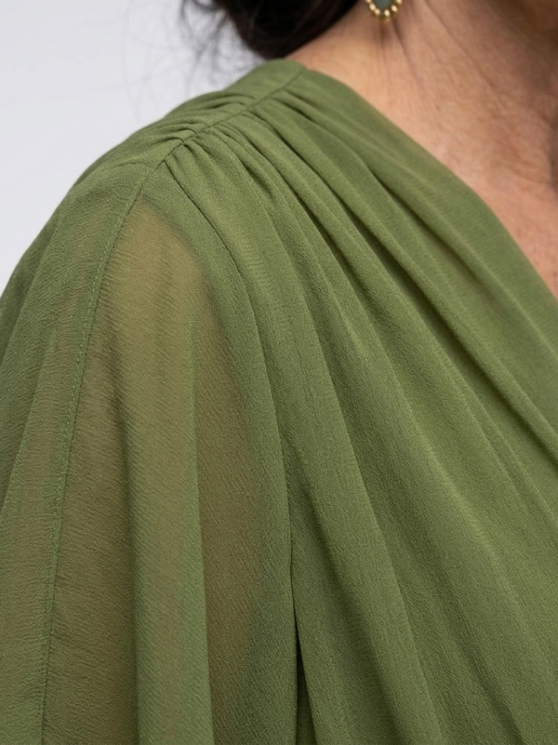 Draped Midi Dress with Elysia Neckline