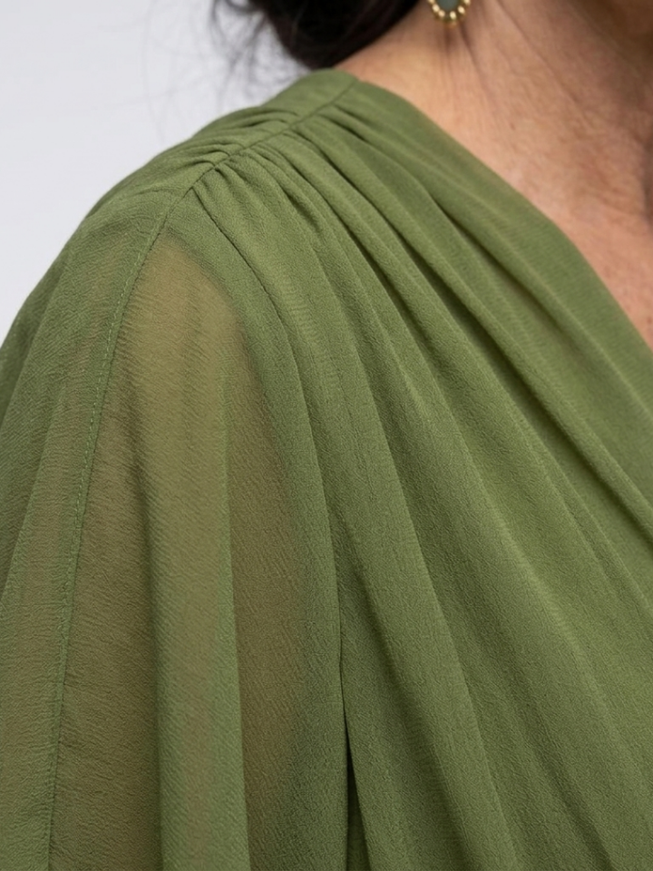 Draped Midi Dress with Elysia Neckline