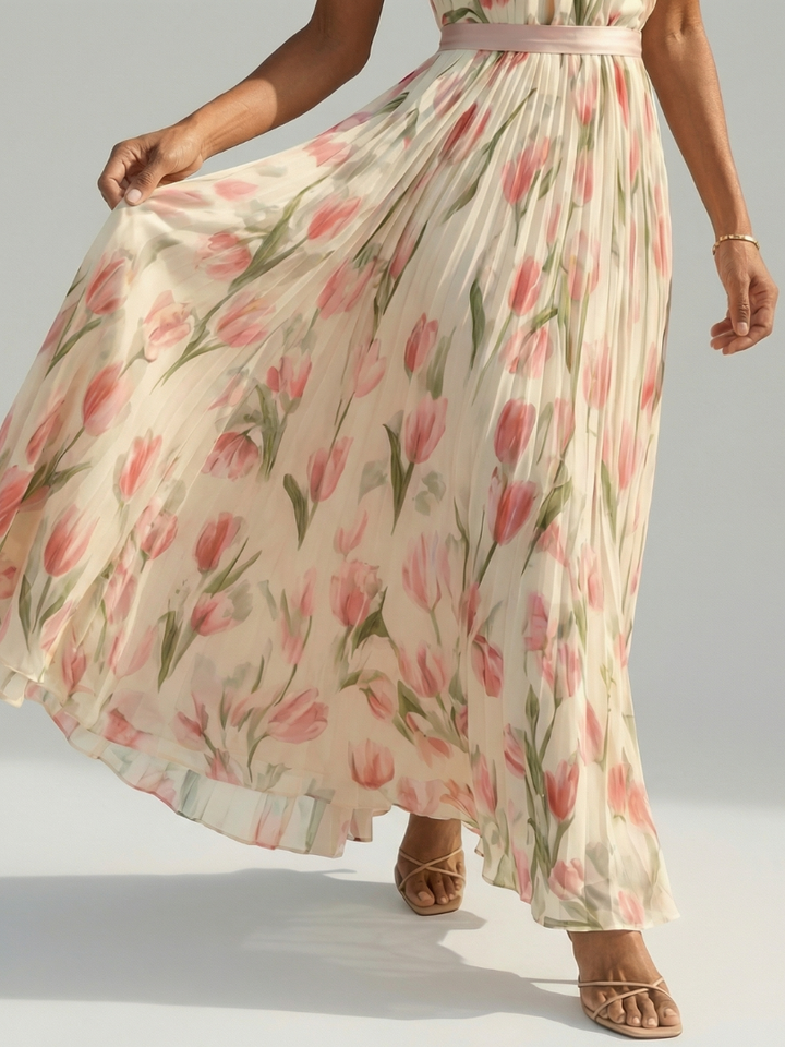 Midi Dress with Halter Neck and Floral Design Aurelle