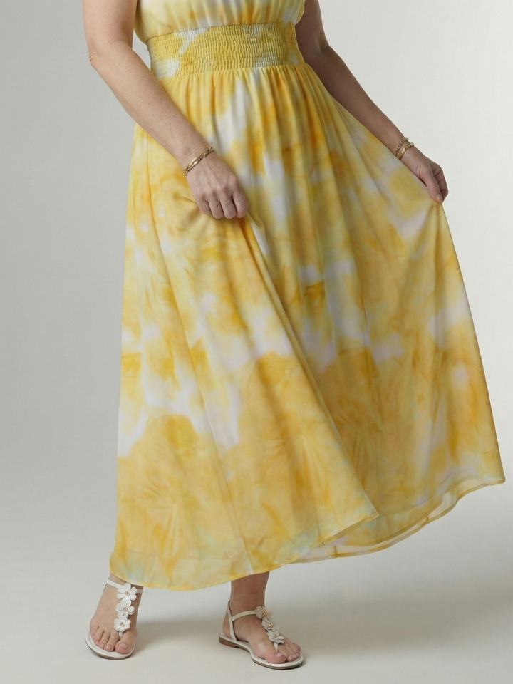 Midi Dress with Gathered Halter Neckline