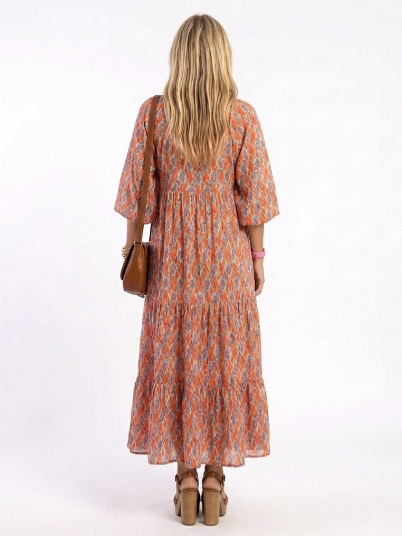 Amara Geometric Print Midi Dress