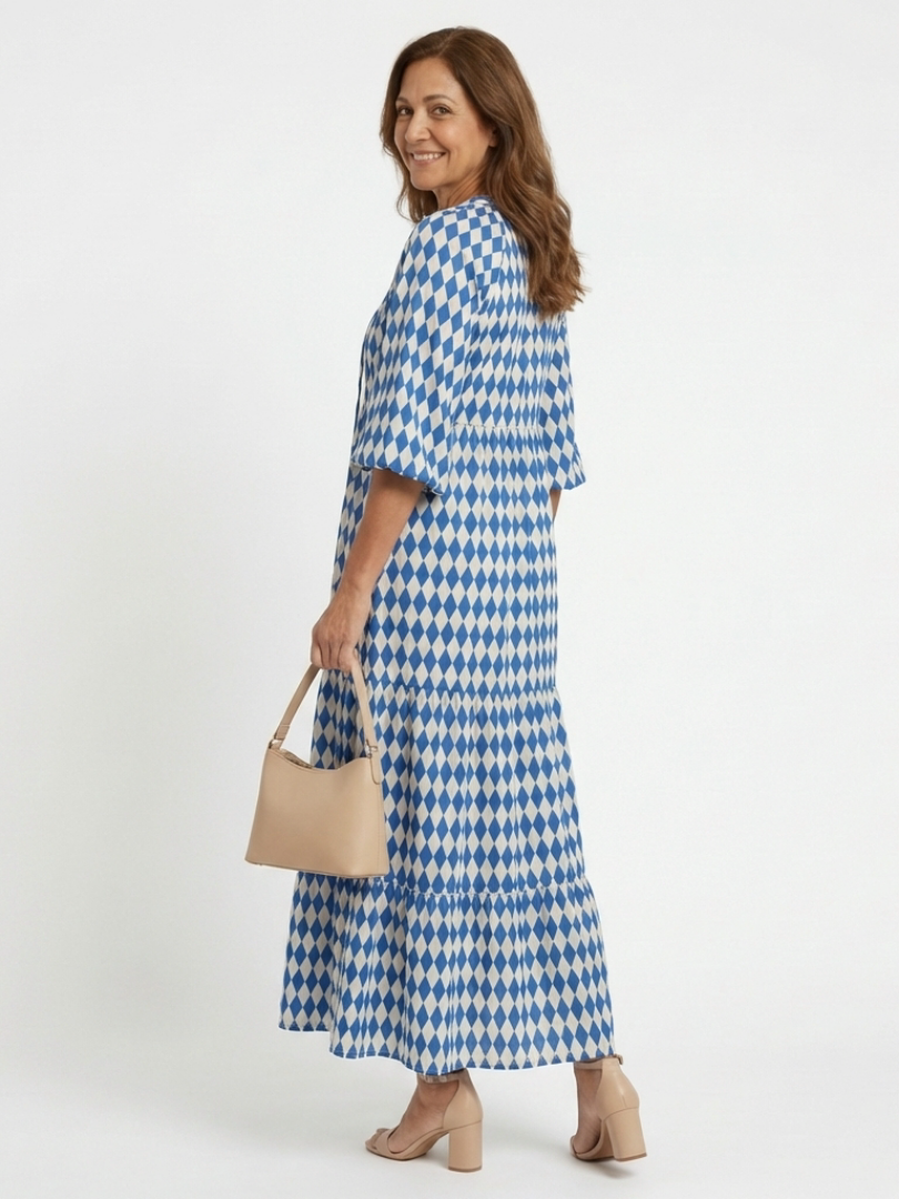 Elodie Diamond Print Midi Dress