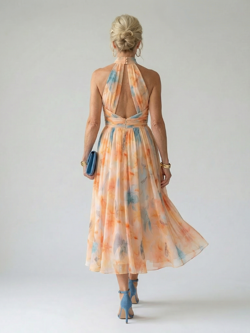 Soft Halter Neck Midi Dress Elin