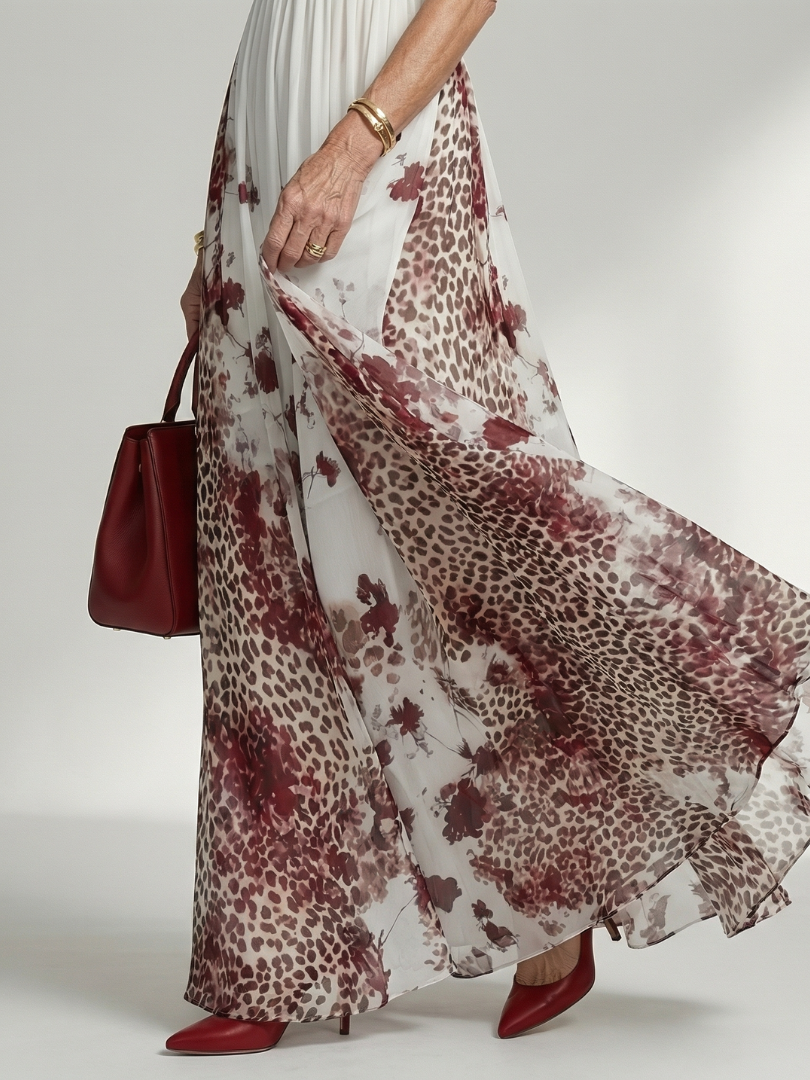 White Pleated Maxi Dress Orlune